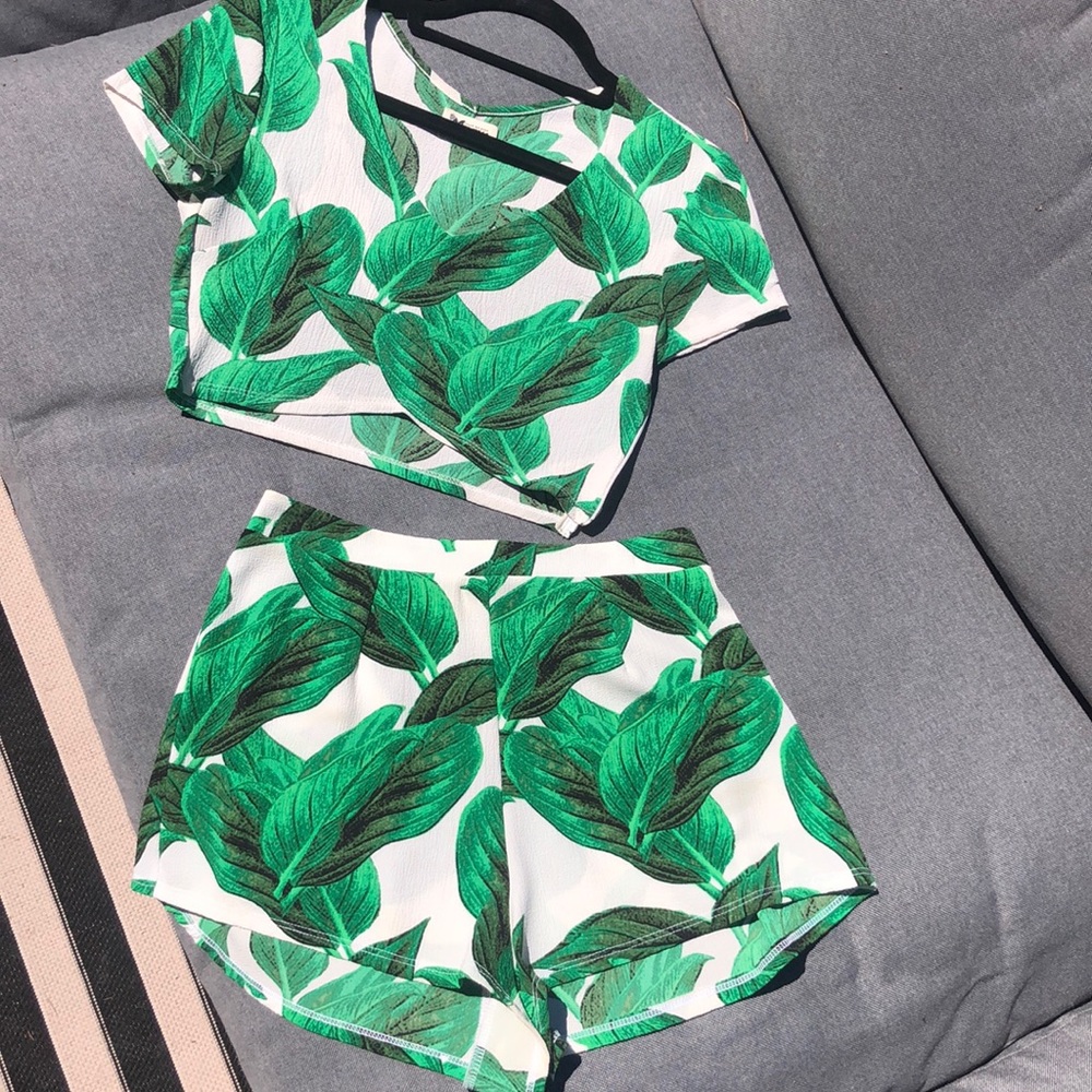 Show Me Your Mumu matching set with palm leaves